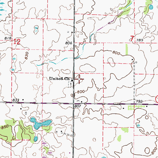 Topographic Map of United Church, WI