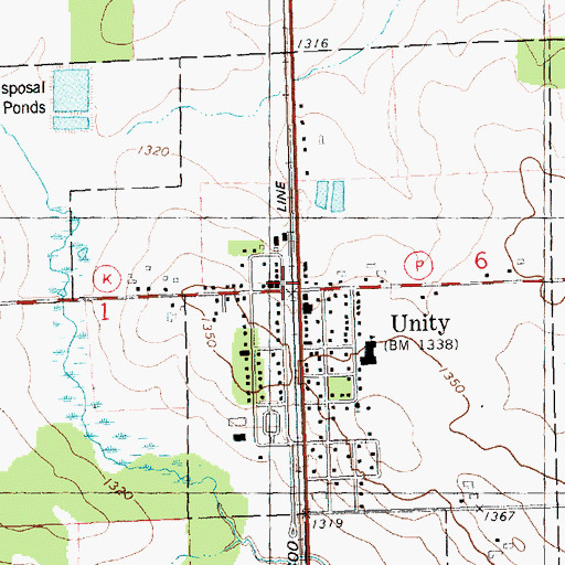 Topographic Map of Unity, WI