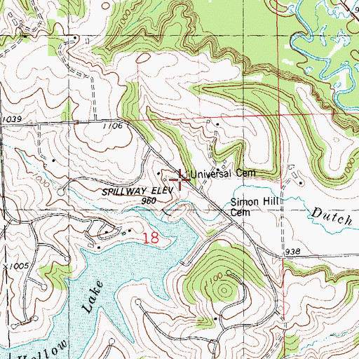 Topographic Map of Universal Cemetery, WI