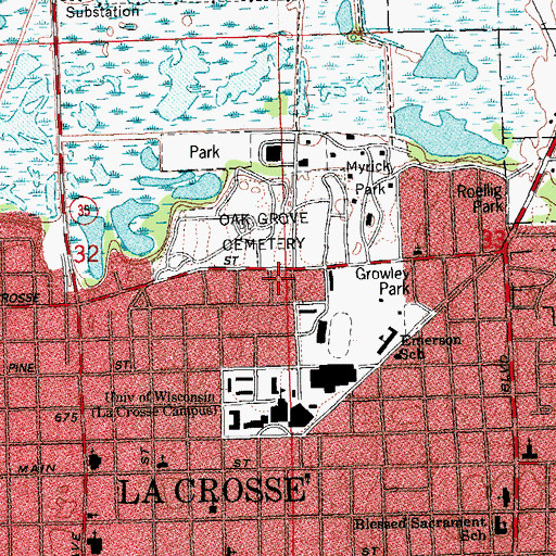 Topographic Map of University of Wisconsin - La Crosse, WI