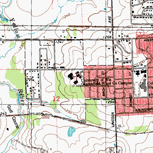 Topographic Map of University of Wisconsin Marshfield - Wood County Campus, WI