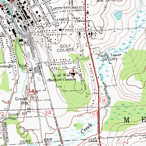 Topographic Map of University of Wisconsin, WI