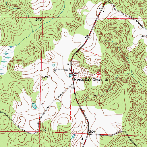 Topographic Map of North Oak Grove Cemetery, AL
