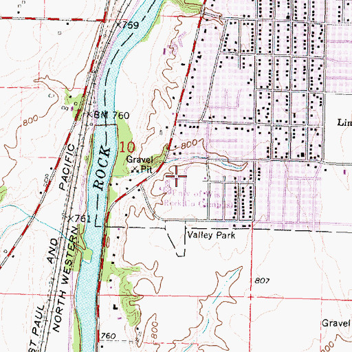 Topographic Map of University of Wisconsin - Rock County, WI