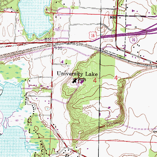 Topographic Map of University Lake School, WI