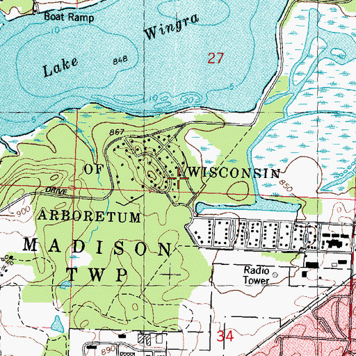 Topographic Map of University of Wisconsin Arboretum, WI