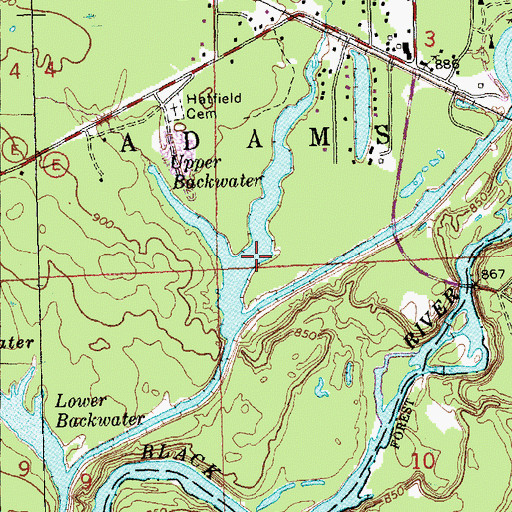 Topographic Map of Upper Backwater, WI