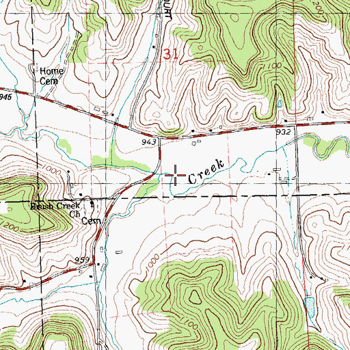 Topographic Map of Upper Brush Creek, WI