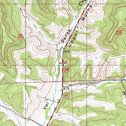 Topographic Map of Upper Burns School (historical), WI