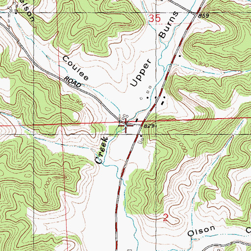 Topographic Map of Upper Burns Valley, WI