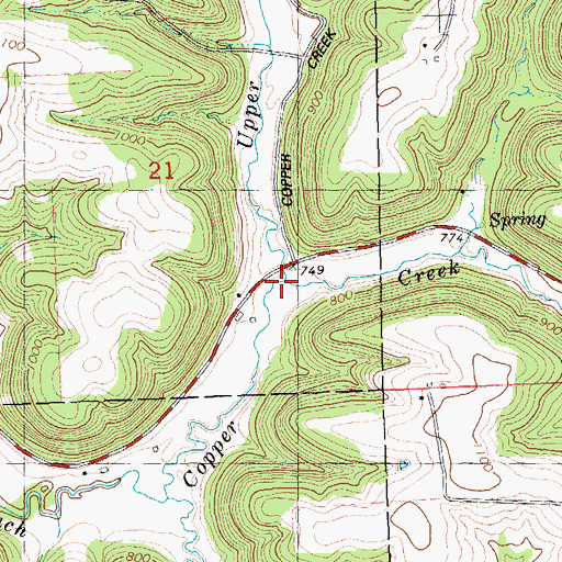 Topographic Map of Upper Copper Creek, WI