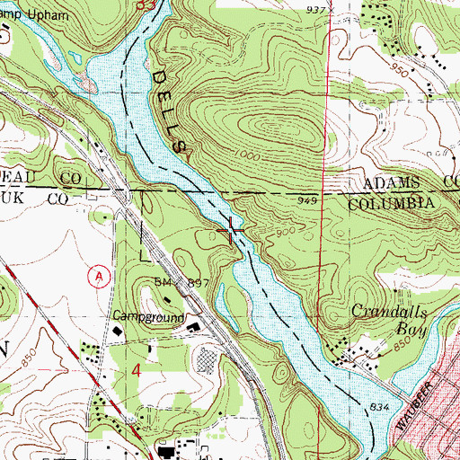 Topographic Map of Upper Dells, WI