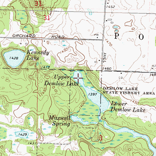Topographic Map of Upper Demlow Lake, WI