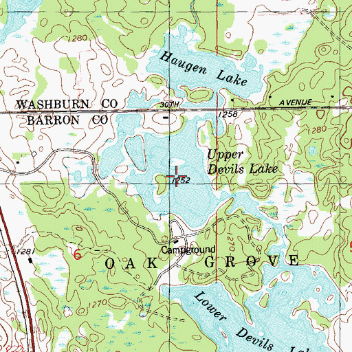 Topographic Map of Upper Devils Lake, WI