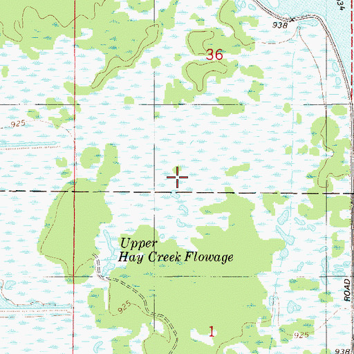 Topographic Map of Upper Hay Creek Flowage, WI