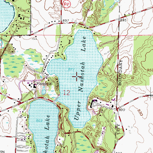 Topographic Map of Upper Nashotah Lake, WI