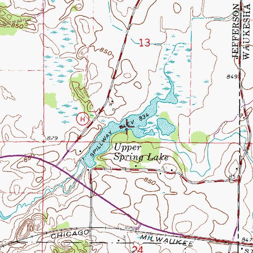 Topographic Map of Upper Spring Lake, WI