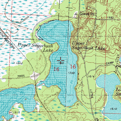 Topographic Map of Upper Sugarbush Lake, WI