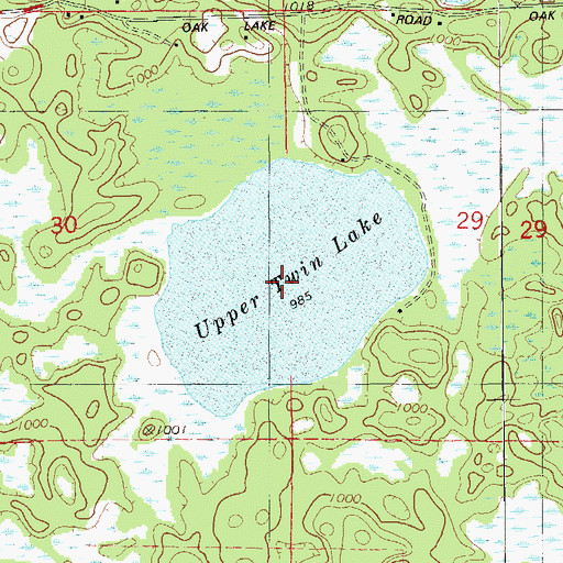 Topographic Map of Upper Twin Lake, WI