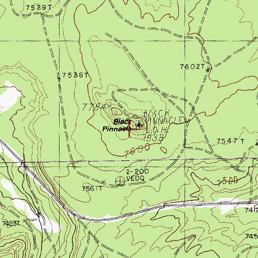 Topographic Map of Black Pinnacle, AZ