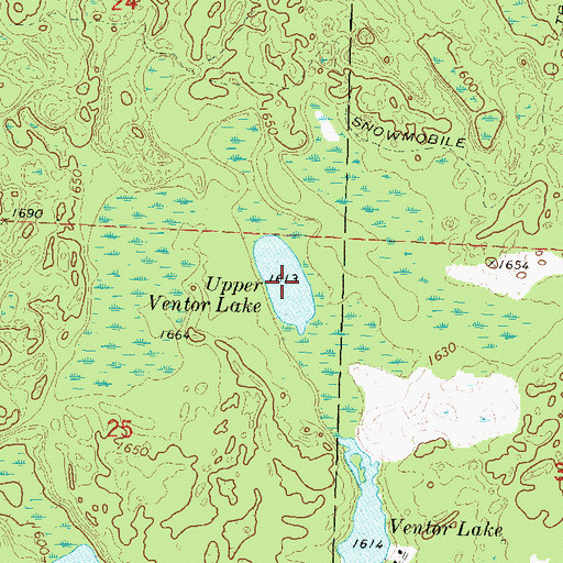 Topographic Map of Upper Ventor Lake, WI