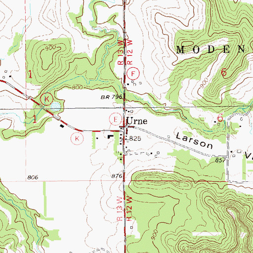 Topographic Map of Urne, WI