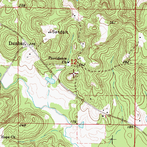 Topographic Map of Providence Cemetery, AL