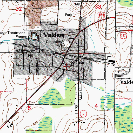 Topographic Map of Valders, WI