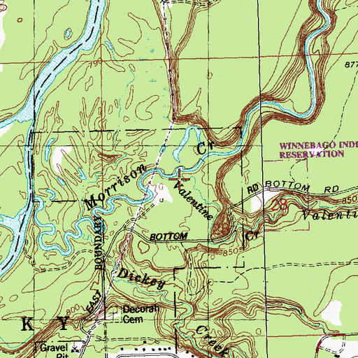 Topographic Map of Valentine Creek, WI