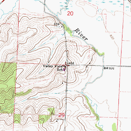Topographic Map of Valley View School, WI