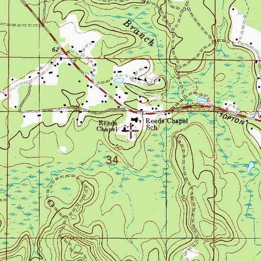 Topographic Map of Reeds Chapel Cemetery, AL