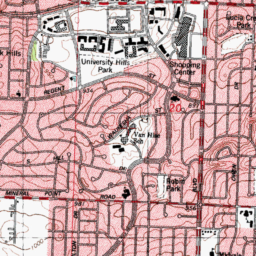 Topographic Map of Van Hise Elementary School, WI
