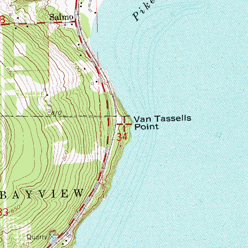 Topographic Map of Van Tassells Point, WI