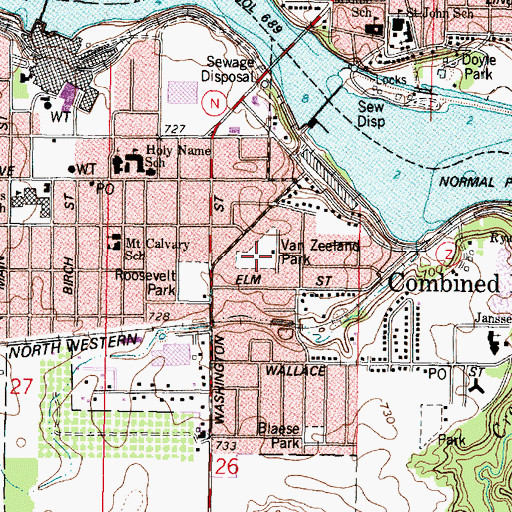 Topographic Map of Van Zeeland Park, WI