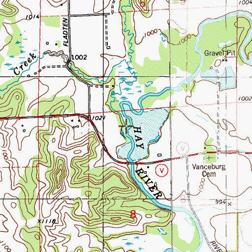 Topographic Map of Vance Creek, WI