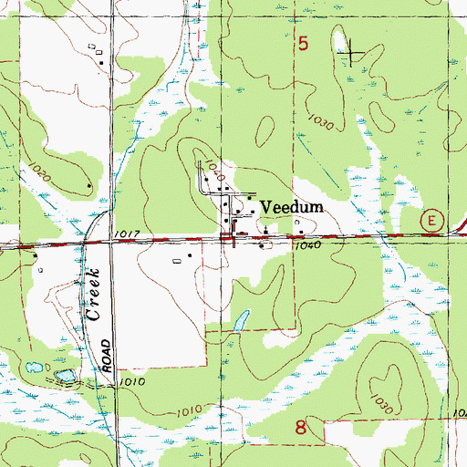 Topographic Map of Veedum, WI