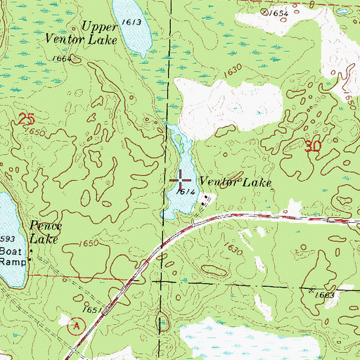 Topographic Map of Ventor Lake, WI