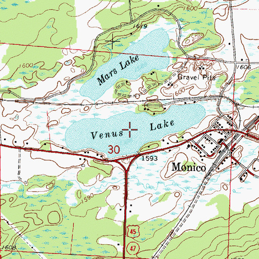 Topographic Map of Venus Lake, WI