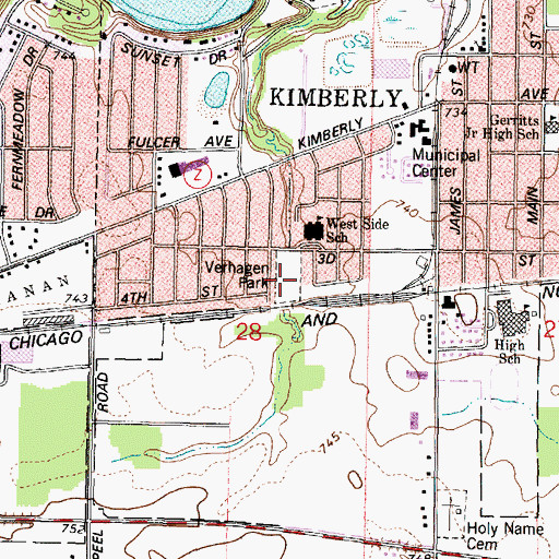 Topographic Map of Verhagen Park, WI