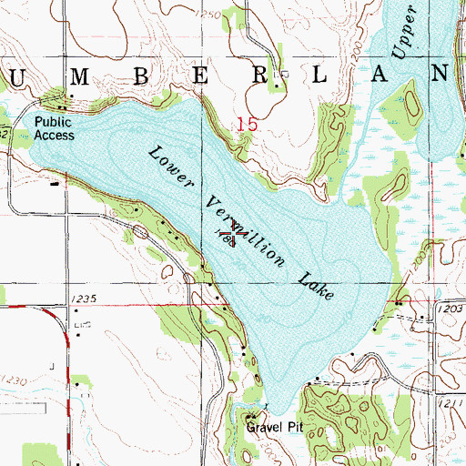 Topographic Map of Lower Vermillion Lake, WI