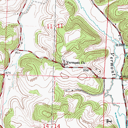 Topographic Map of Vermont Lutheran Church, WI