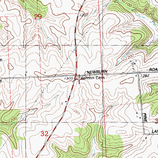 Topographic Map of Vernon Cemetery, WI
