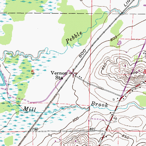 Topographic Map of Vernon Station, WI