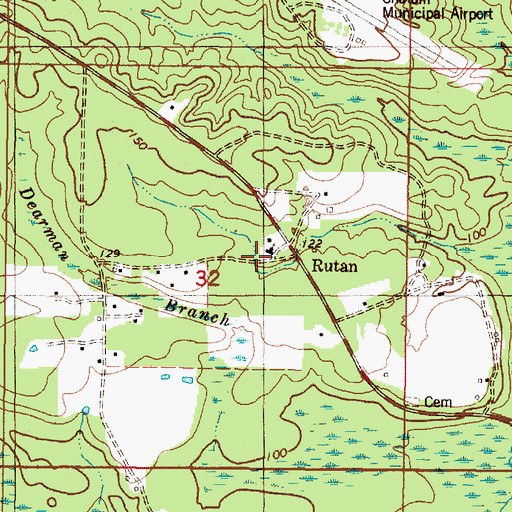 Topographic Map of Rutan Cemetery, AL
