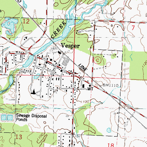Topographic Map of Vesper, WI