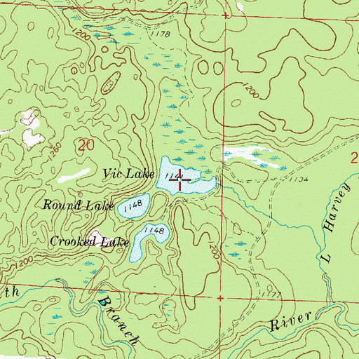Topographic Map of Vic Lake, WI