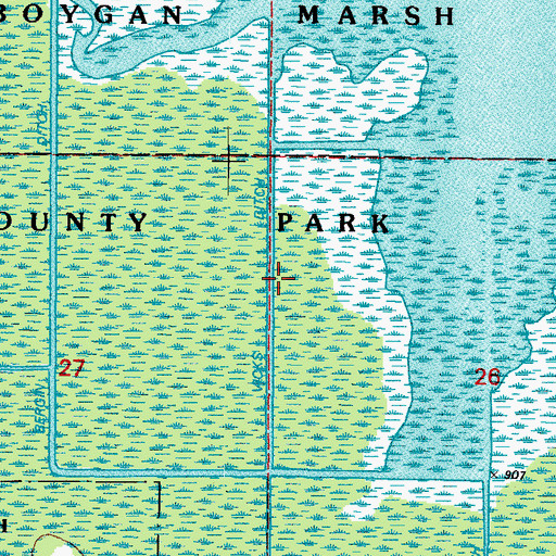 Topographic Map of Vicks Ditch, WI