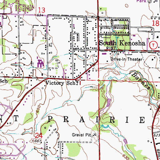 Topographic Map of Victory School, WI