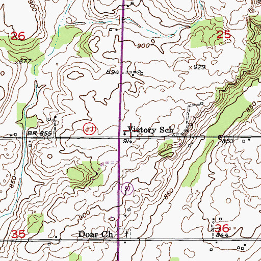 Topographic Map of Victory School (historical), WI