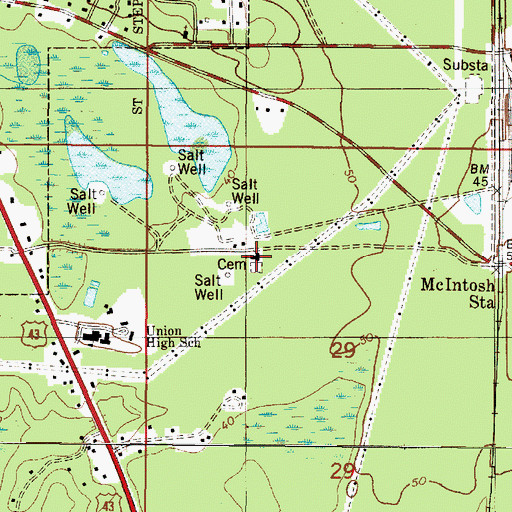 Topographic Map of Saint Paul Cemetery, AL